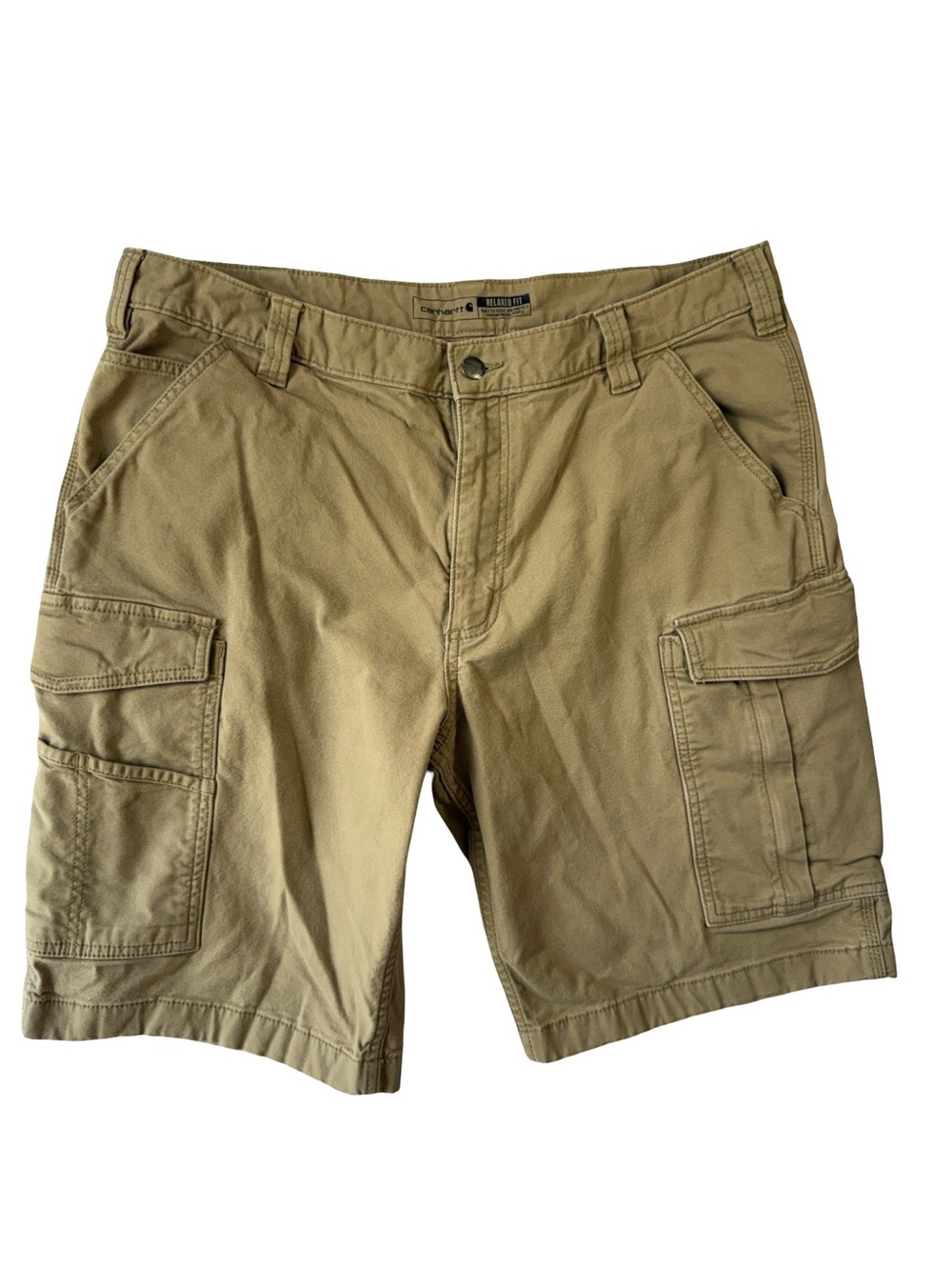 Carhartt Men's Cargo Canvas Shorts - Tan/Camel neutral color, 38 waist
